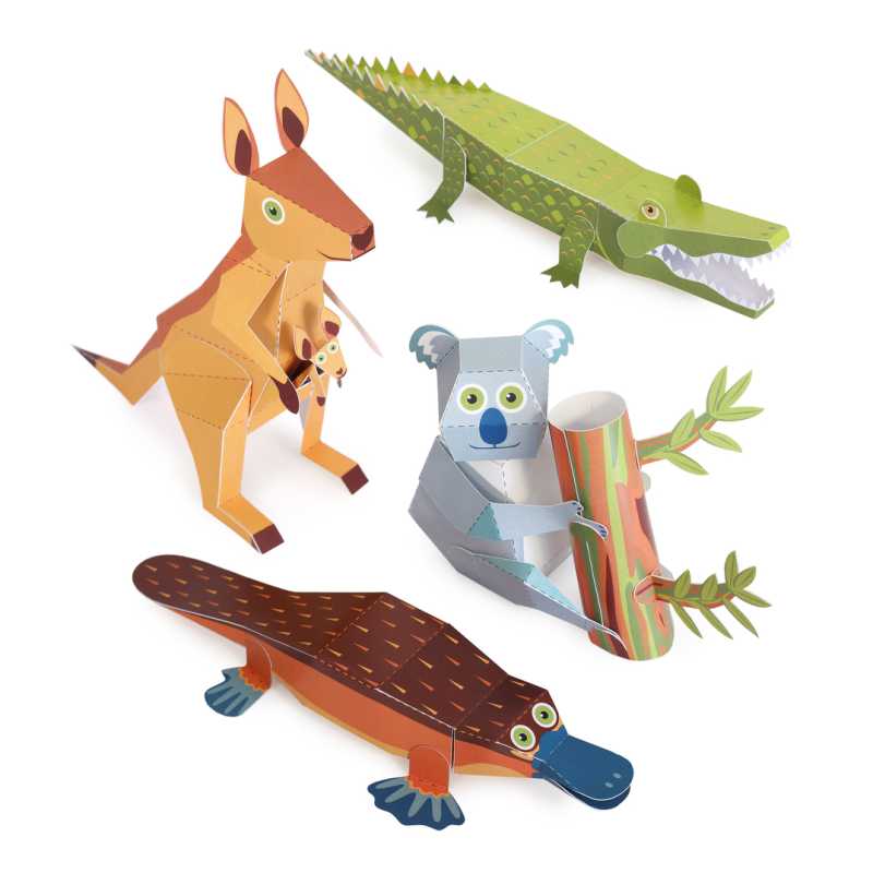 Papierspielzeugset 4 australische Tiere